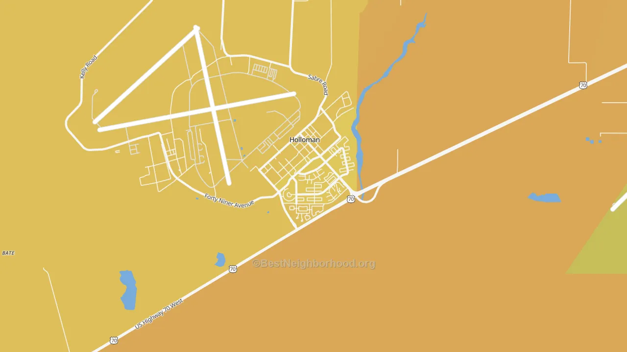 Map of the best neighborhoods in the 88330 area, with better matches in green and worse matches in red