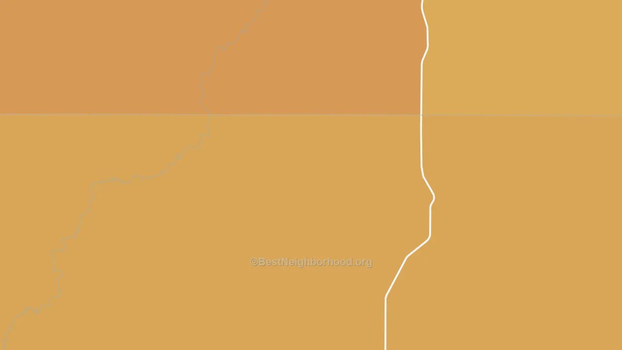 Map of the best neighborhoods in the 88431 area, with better matches in green and worse matches in red