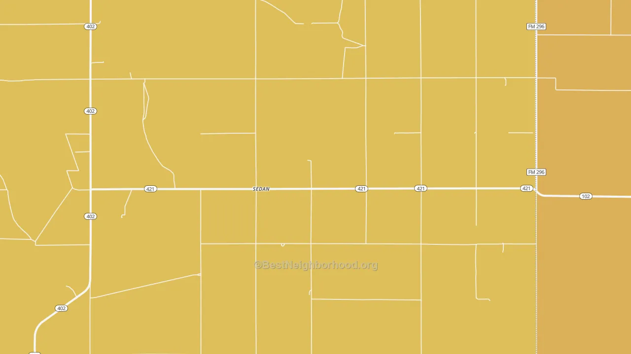 Map of the best neighborhoods in the 88436 area, with better matches in green and worse matches in red