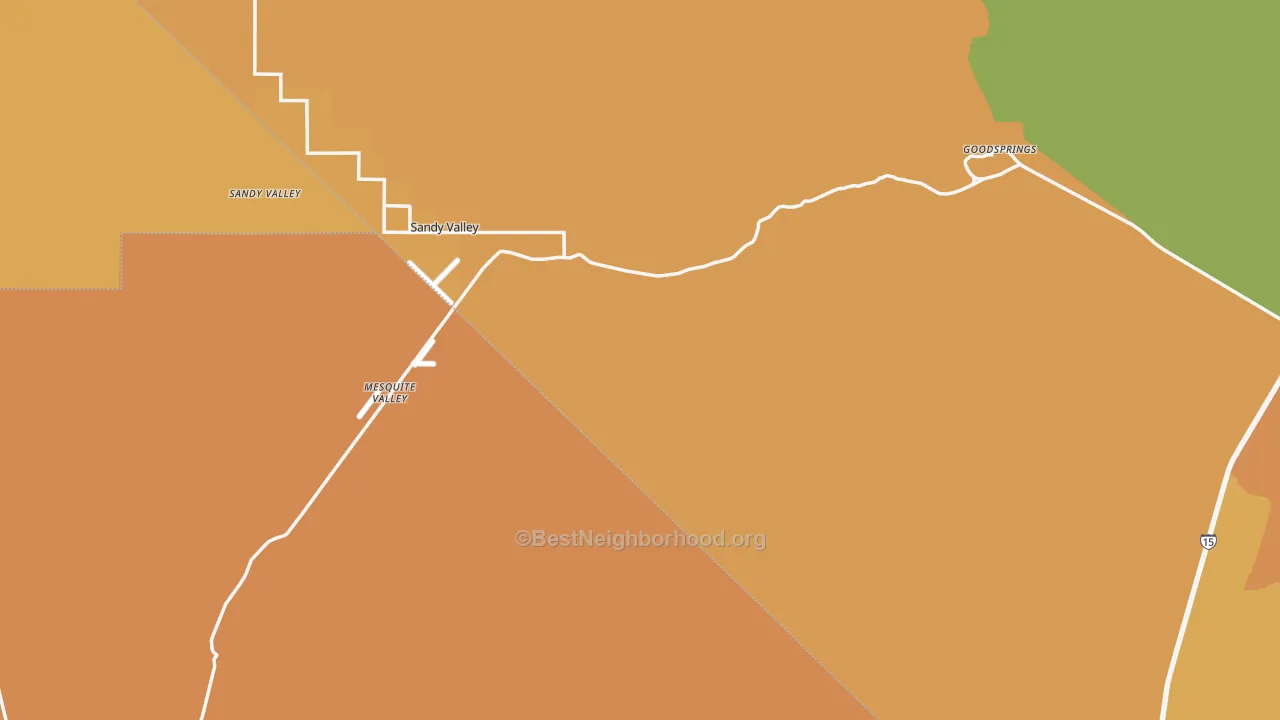 Map of the best neighborhoods in the 89019 area, with better matches in green and worse matches in red