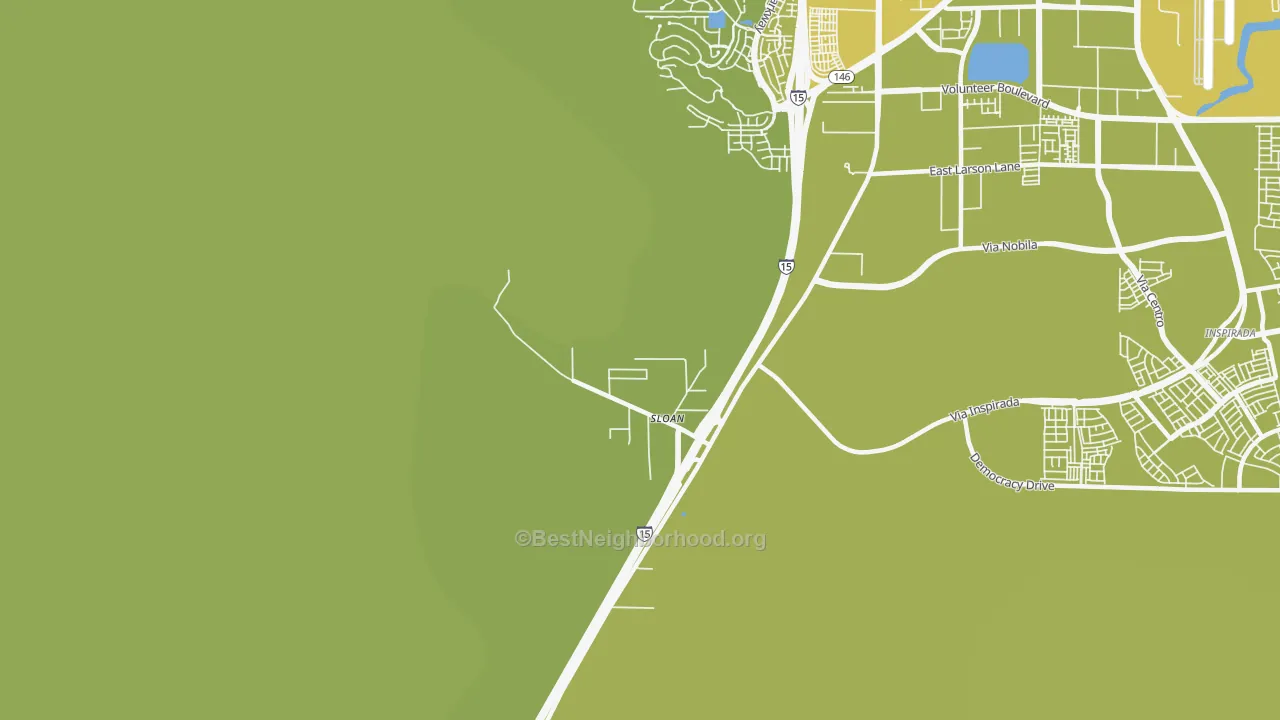 Map of the best neighborhoods in the 89054 area, with better matches in green and worse matches in red