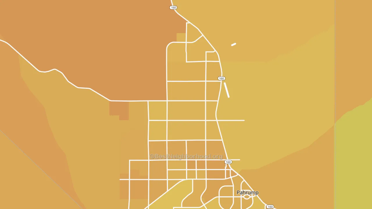 Map of the best neighborhoods in the 89060 area, with better matches in green and worse matches in red