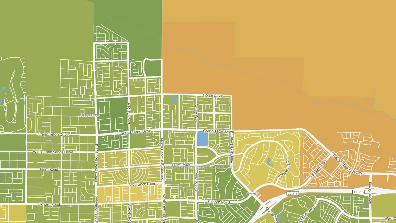 Map of the best neighborhoods in the 89085 area, with better matches in green and worse matches in red