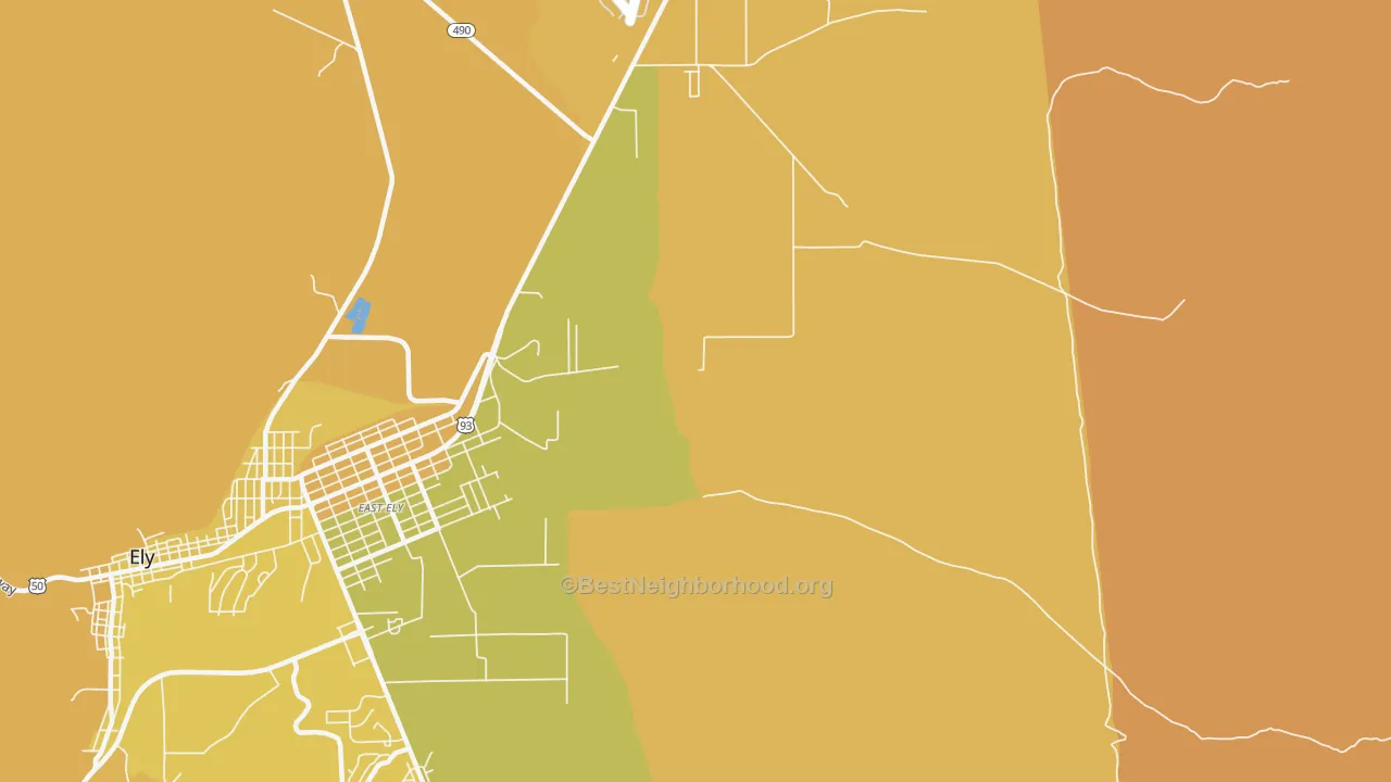 Map of the best neighborhoods in the 89315 area, with better matches in green and worse matches in red