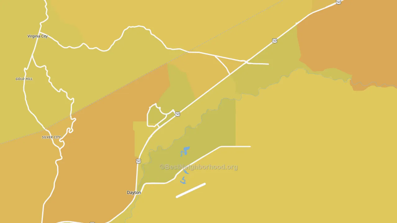 Map of the best neighborhoods in the 89403 area, with better matches in green and worse matches in red