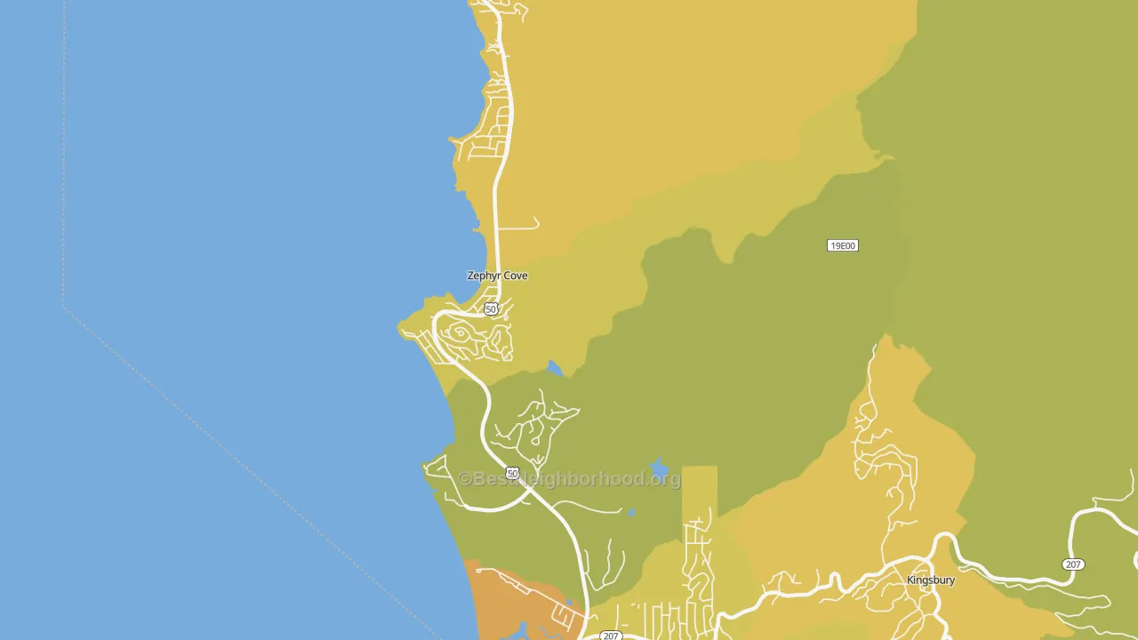 Map of the best neighborhoods in the 89448 area, with better matches in green and worse matches in red