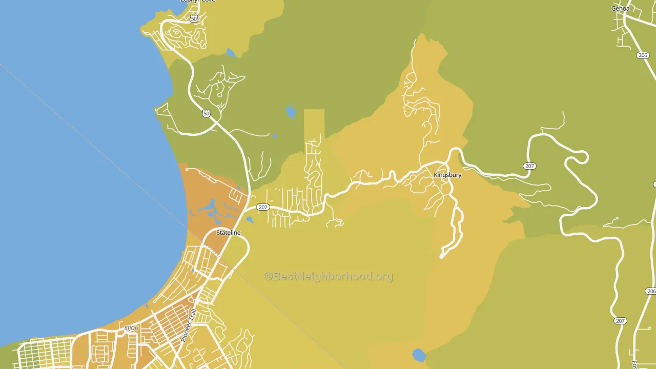 Map of the best neighborhoods in the 89449 area, with better matches in green and worse matches in red