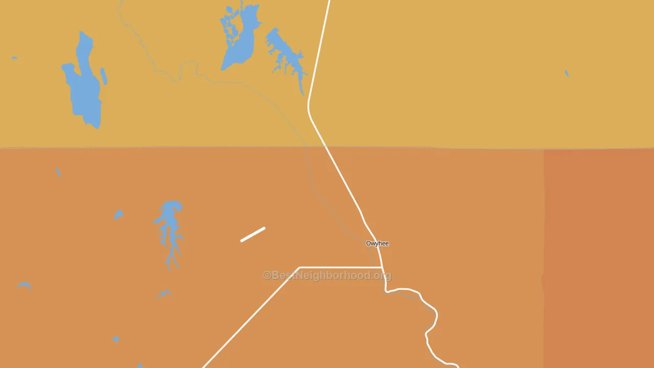 Map of the best neighborhoods in the 89832 area, with better matches in green and worse matches in red