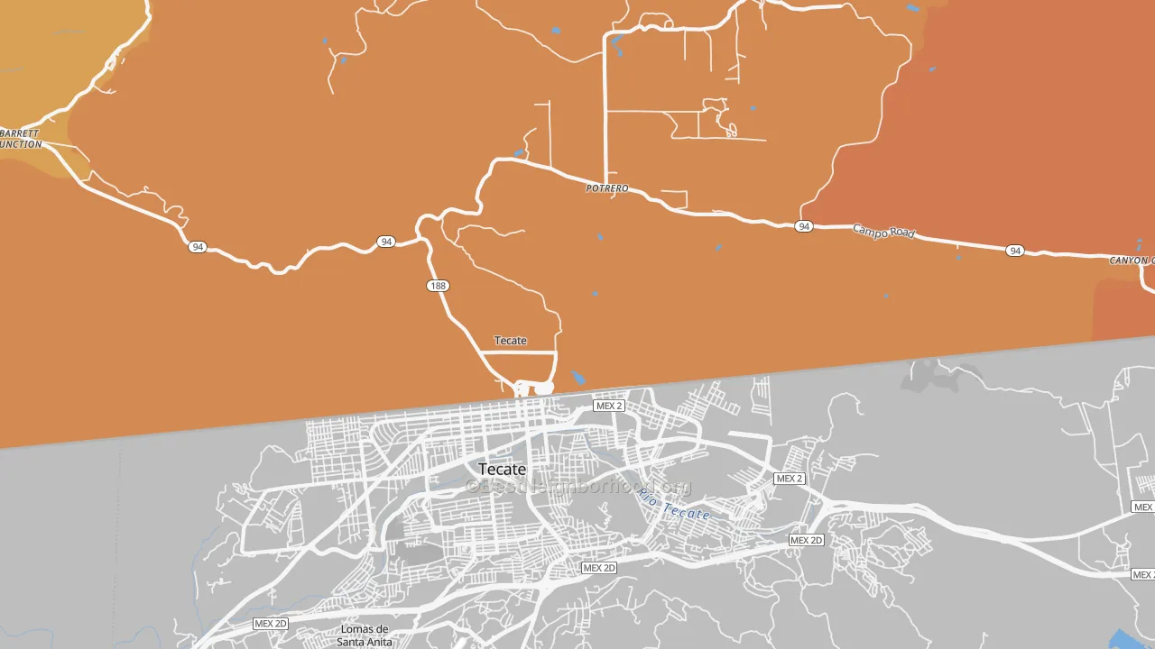 Map of the best neighborhoods in the 91980 area, with better matches in green and worse matches in red