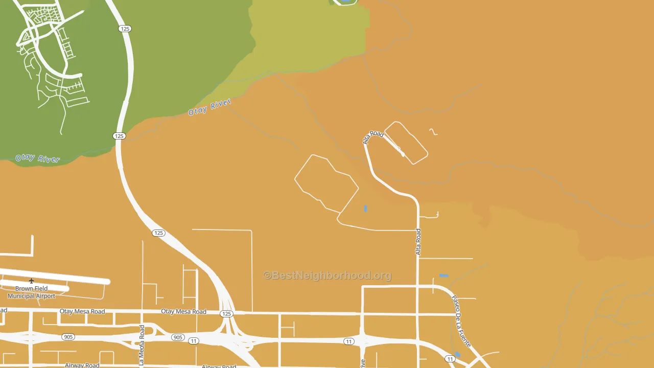Map of the best neighborhoods in the 92179 area, with better matches in green and worse matches in red