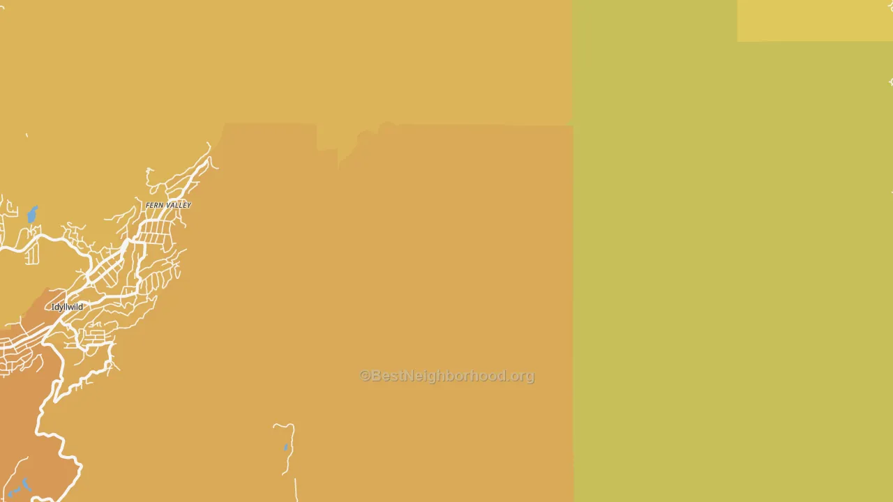 Map of the best neighborhoods in the 92263 area, with better matches in green and worse matches in red