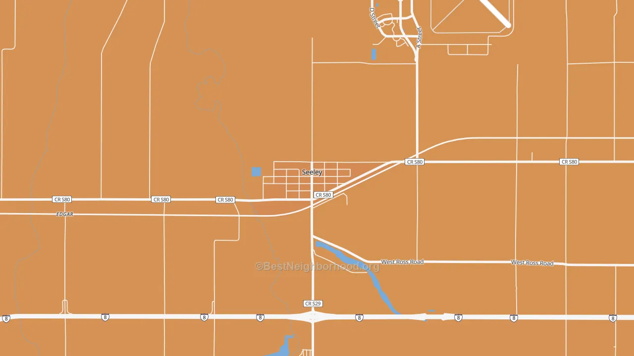 Map of the best neighborhoods in the 92273 area, with better matches in green and worse matches in red