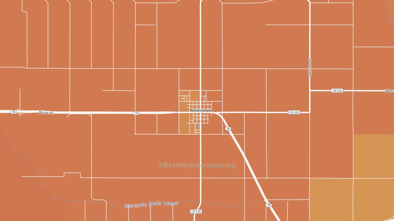 Map of the best neighborhoods in the 92281 area, with better matches in green and worse matches in red