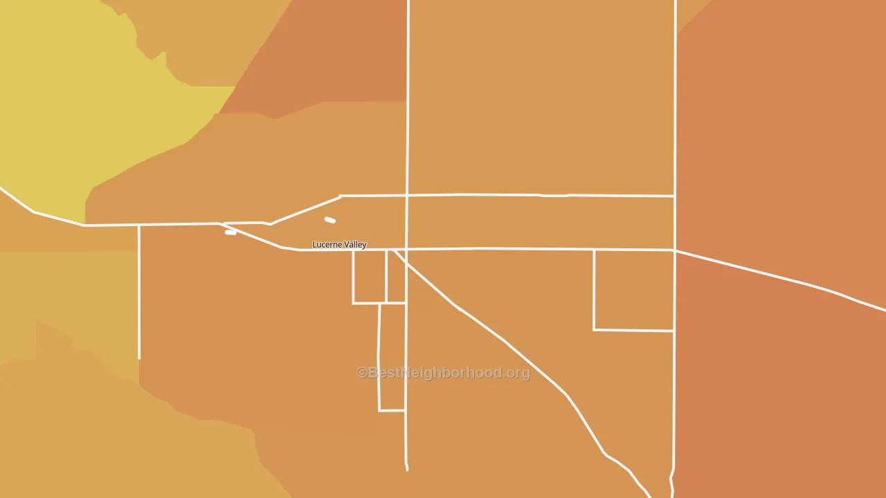 Map of the best neighborhoods in the 92356 area, with better matches in green and worse matches in red