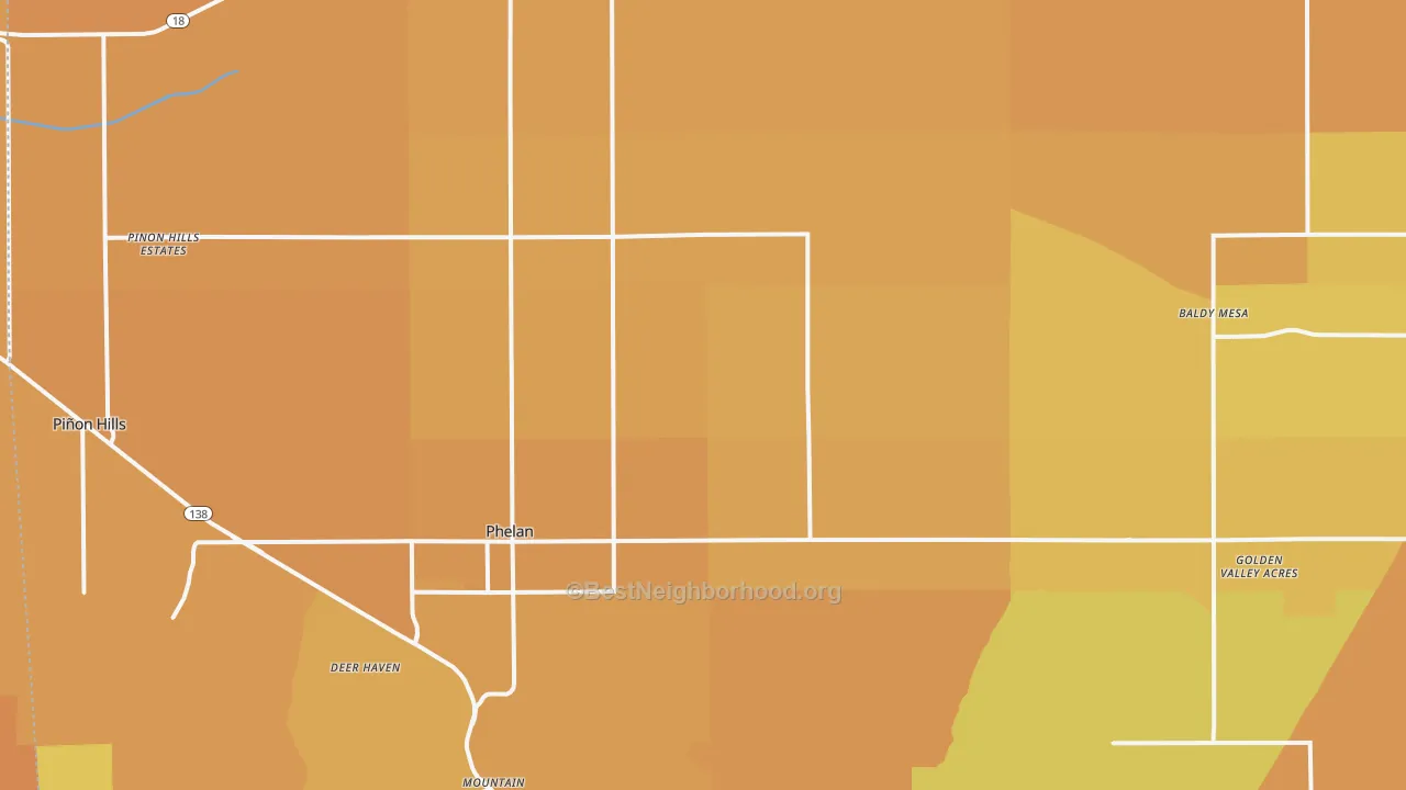 Map of the best neighborhoods in the 92371 area, with better matches in green and worse matches in red