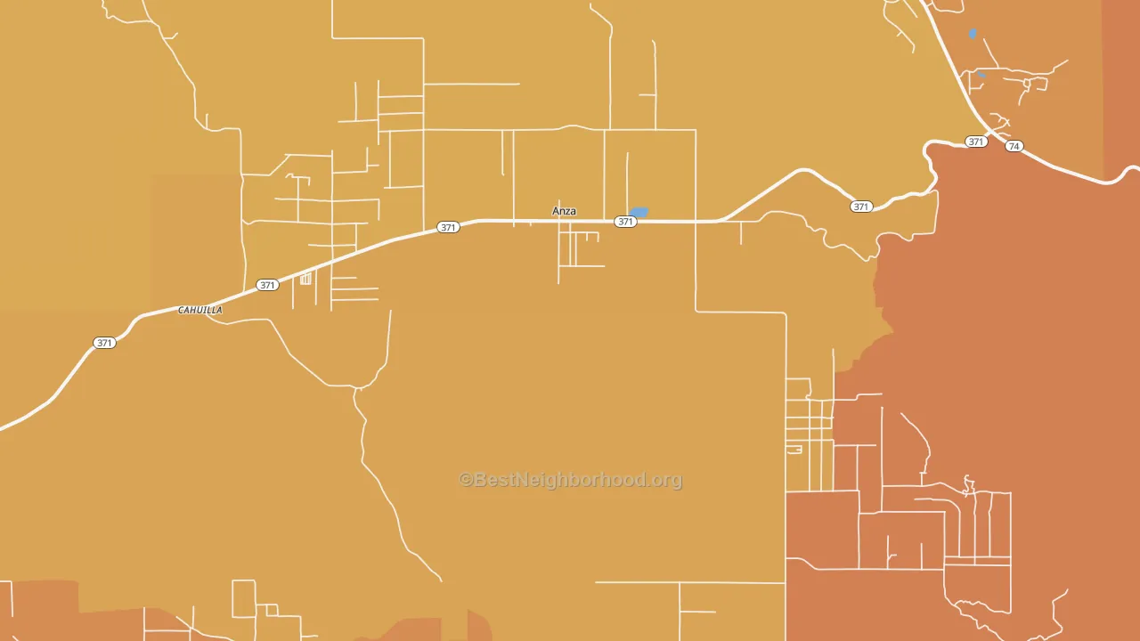 Map of the best neighborhoods in the 92539 area, with better matches in green and worse matches in red