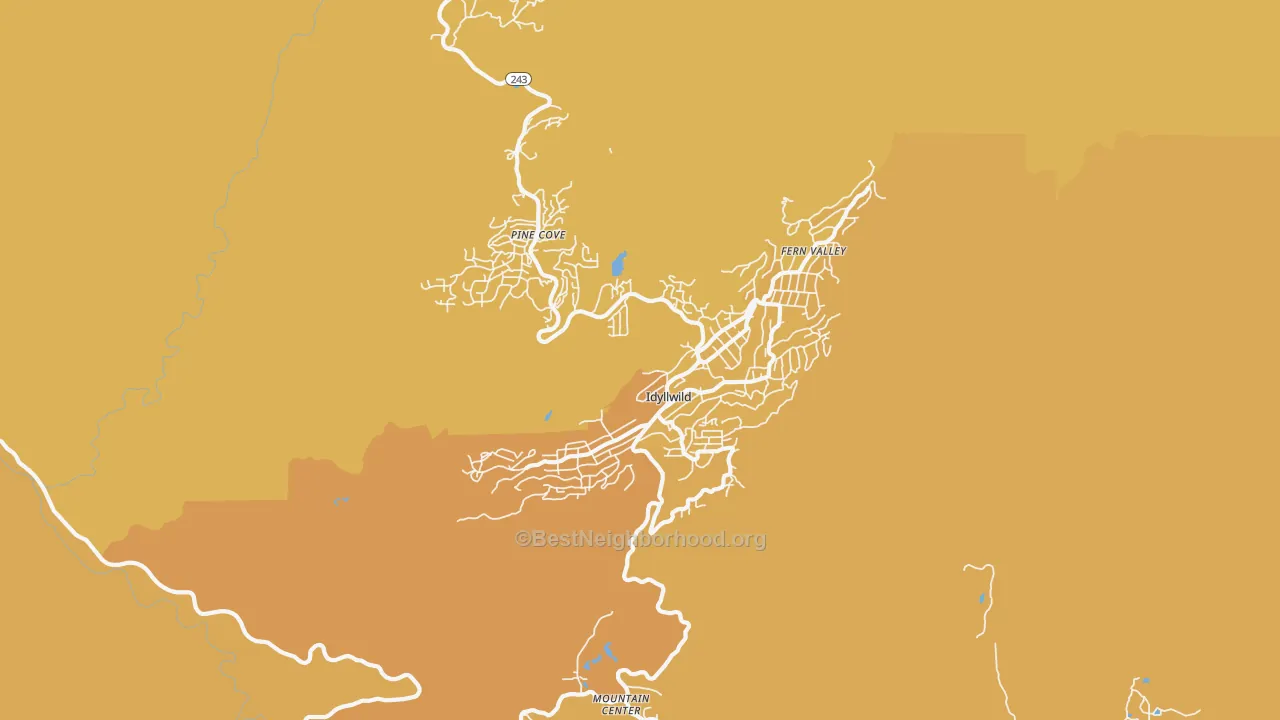 Map of the best neighborhoods in the 92549 area, with better matches in green and worse matches in red