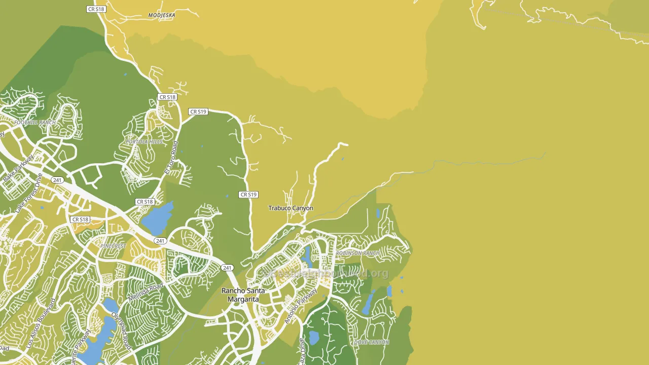 Map of the best neighborhoods in the 92678 area, with better matches in green and worse matches in red