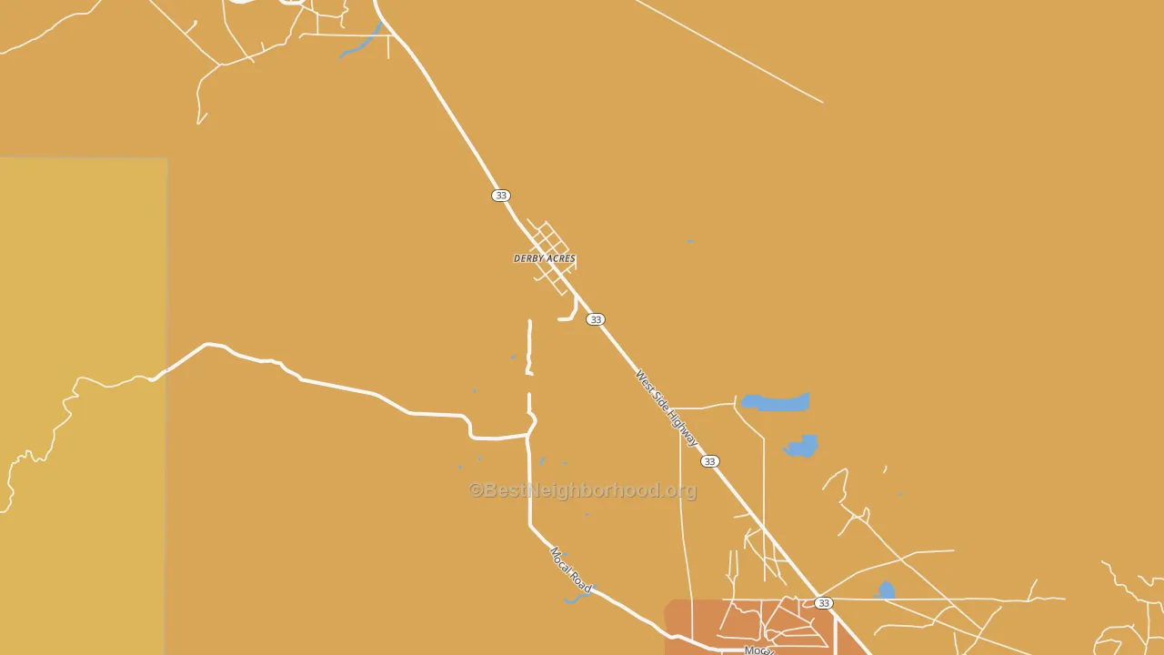 Map of the best neighborhoods in the 93224 area, with better matches in green and worse matches in red