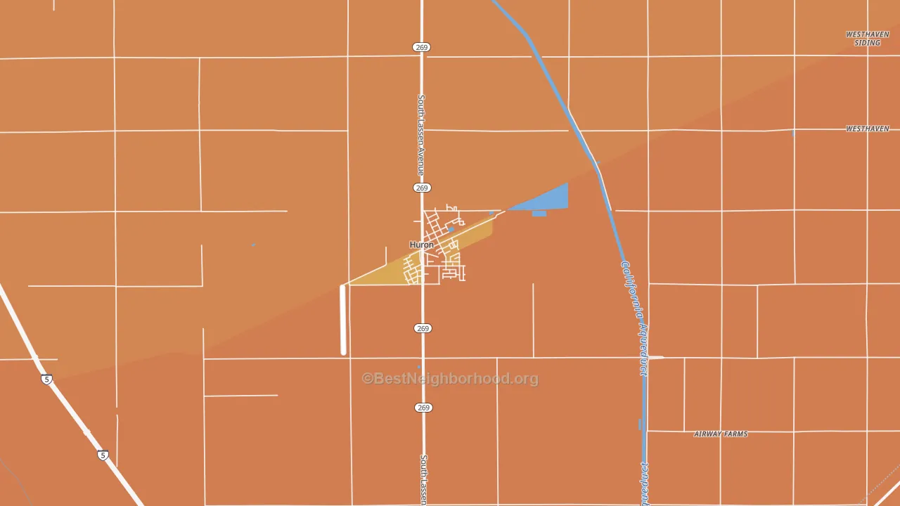 Map of the best neighborhoods in the 93234 area, with better matches in green and worse matches in red