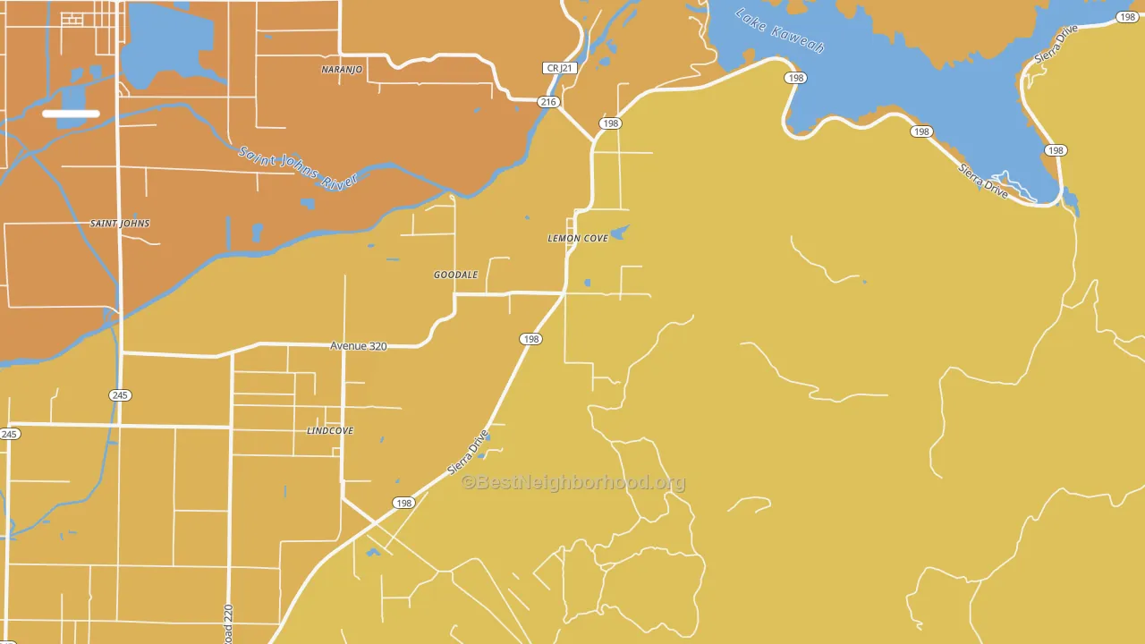 Map of the best neighborhoods in the 93244 area, with better matches in green and worse matches in red