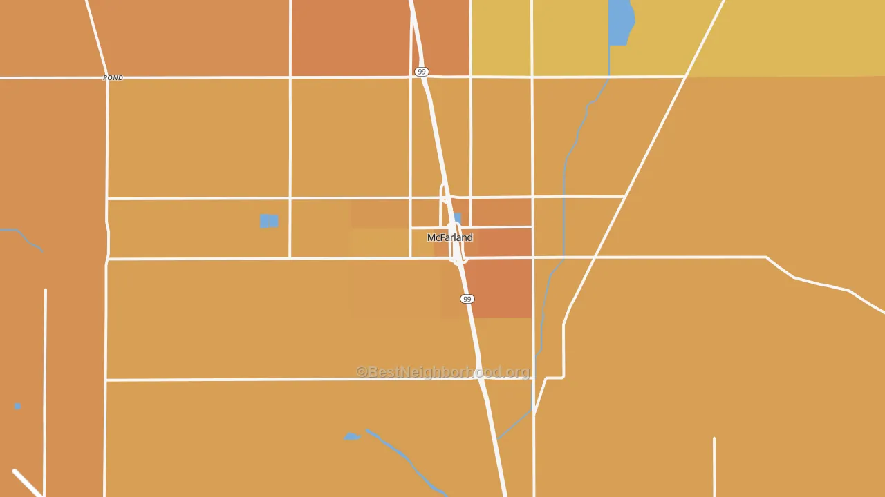 Map of the best neighborhoods in the 93250 area, with better matches in green and worse matches in red