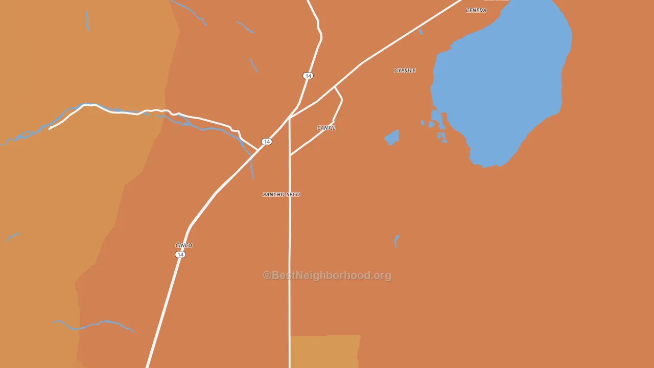 Map of the best neighborhoods in the 93519 area, with better matches in green and worse matches in red