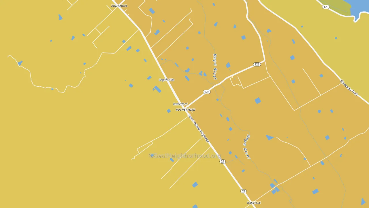 Map of the best neighborhoods in the 94573 area, with better matches in green and worse matches in red