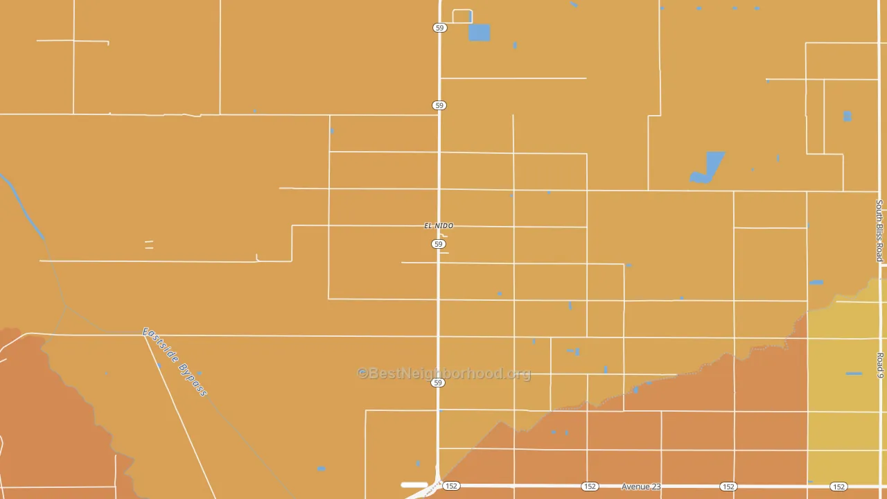 Map of the best neighborhoods in the 95317 area, with better matches in green and worse matches in red