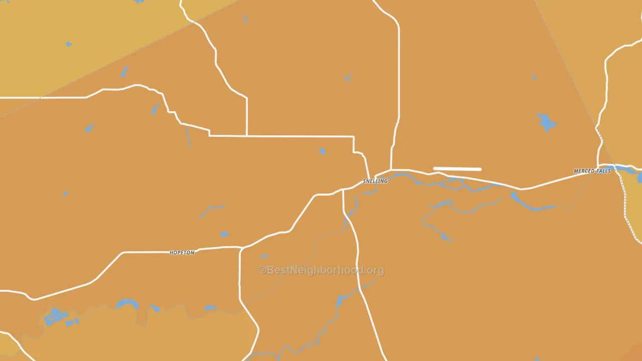 Map of the best neighborhoods in the 95369 area, with better matches in green and worse matches in red