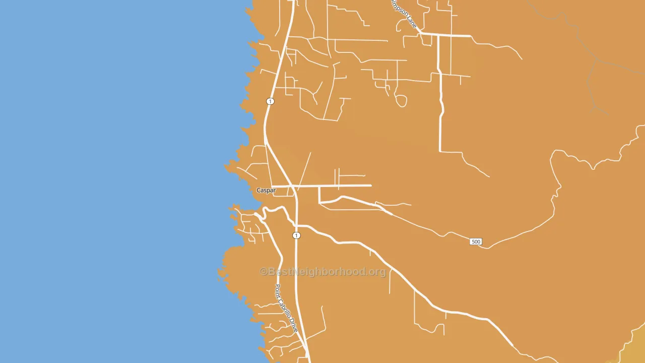 Map of the best neighborhoods in the 95420 area, with better matches in green and worse matches in red