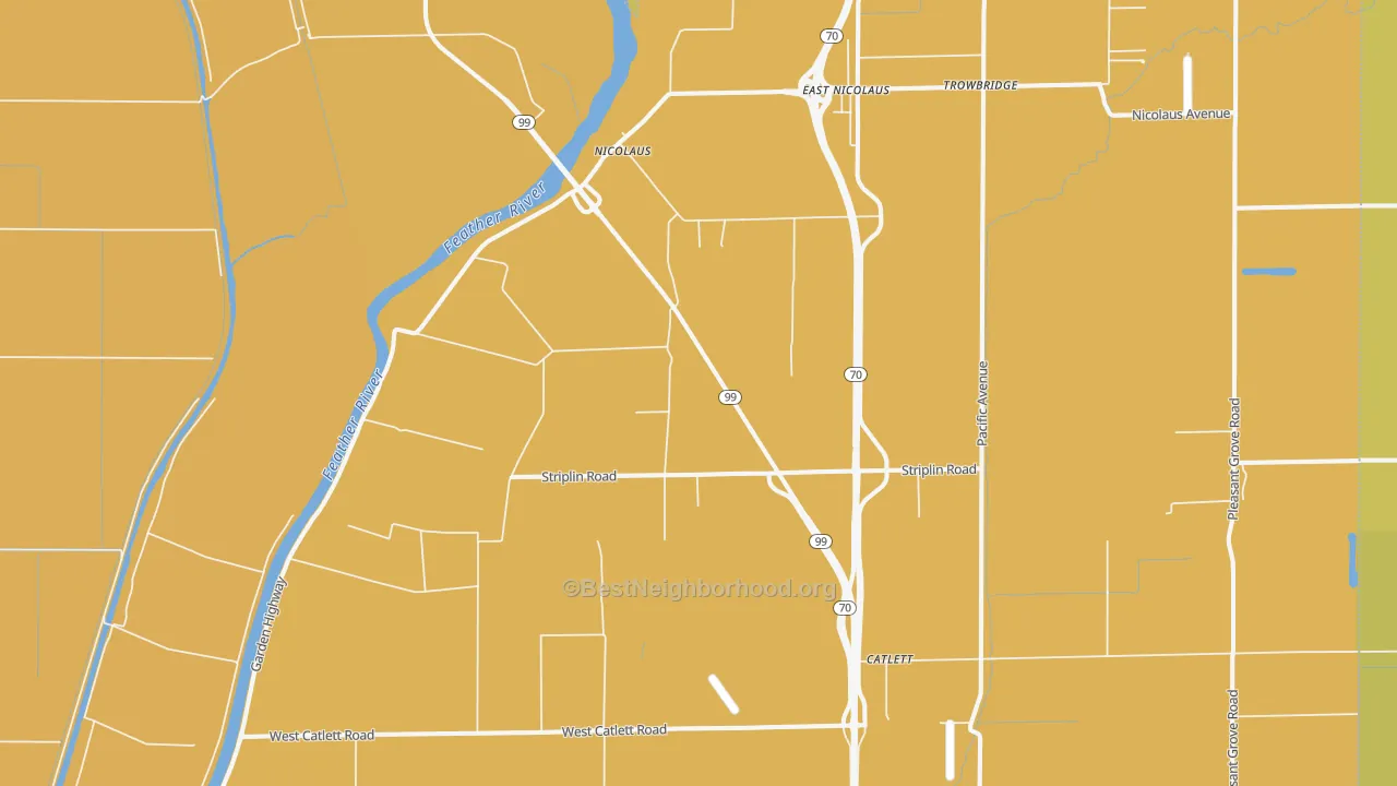 Map of the best neighborhoods in the 95659 area, with better matches in green and worse matches in red