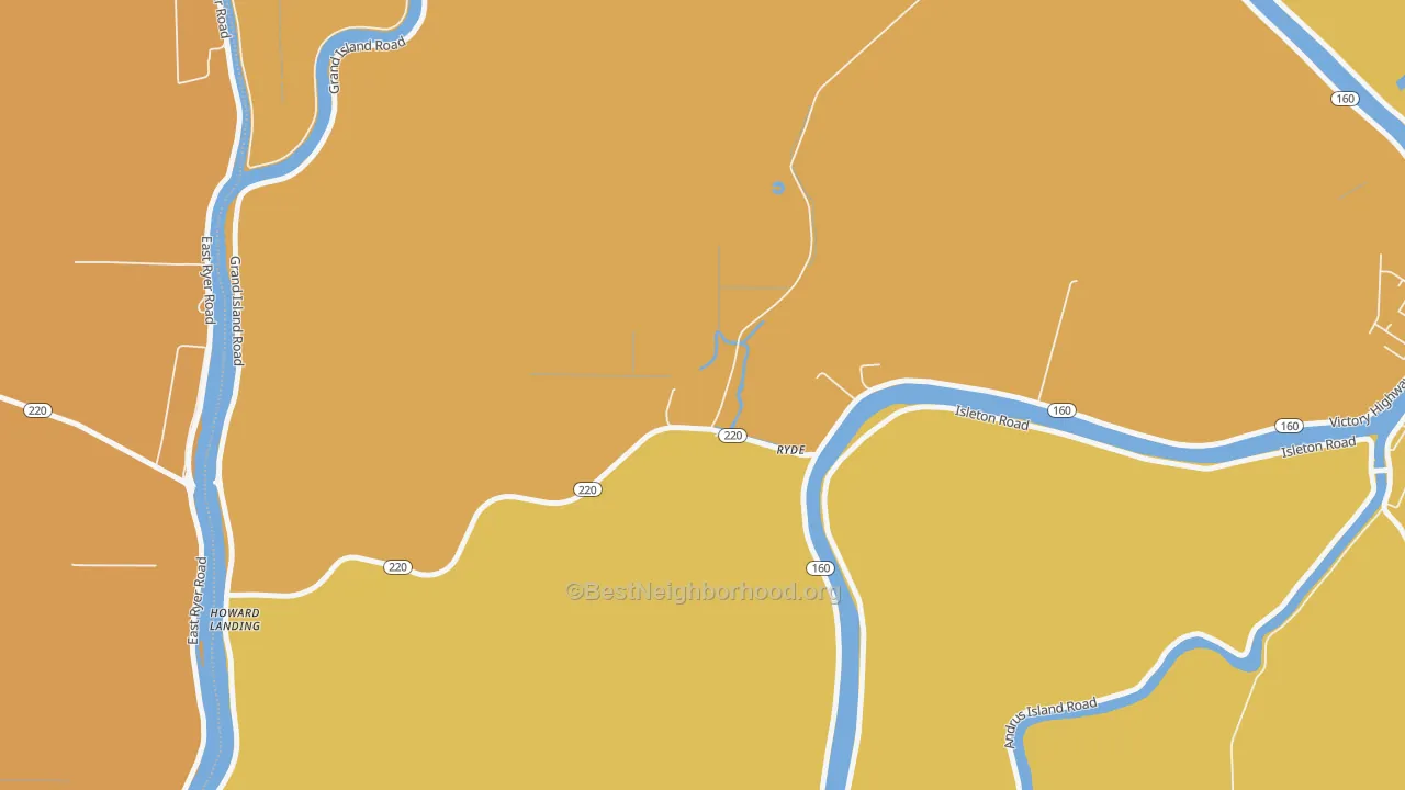 Map of the best neighborhoods in the 95680 area, with better matches in green and worse matches in red