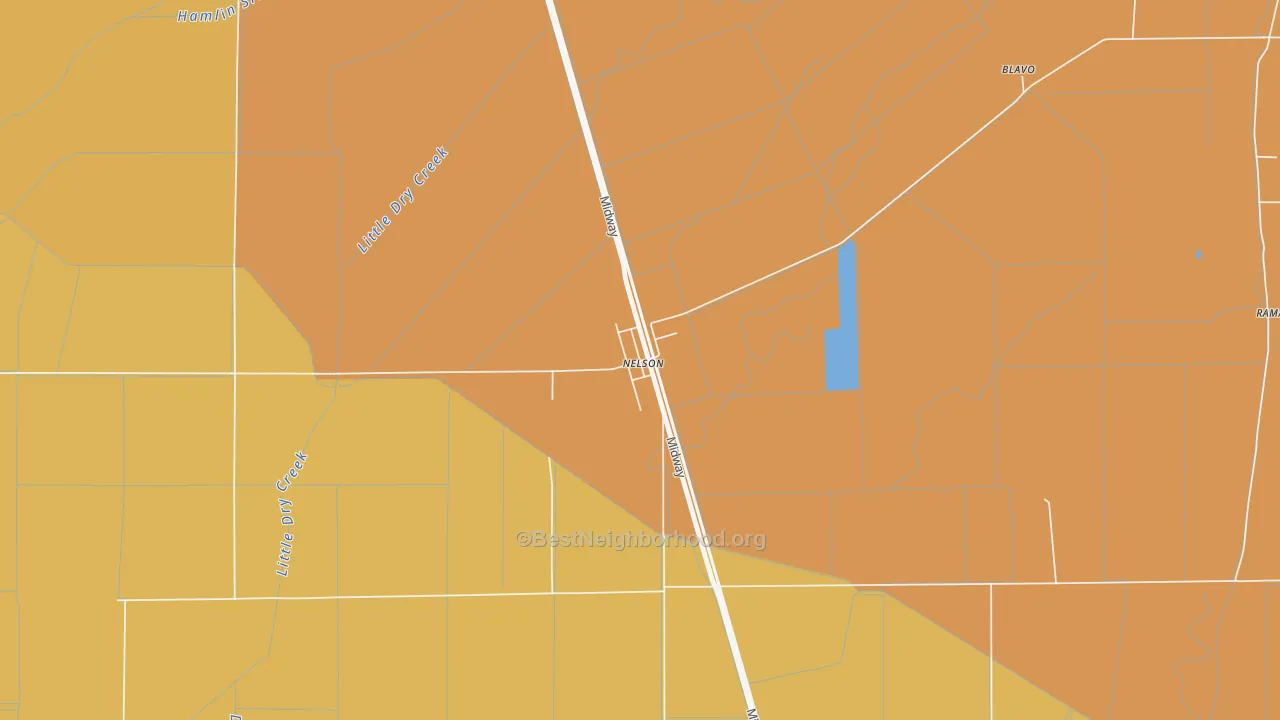 Map of the best neighborhoods in the 95958 area, with better matches in green and worse matches in red