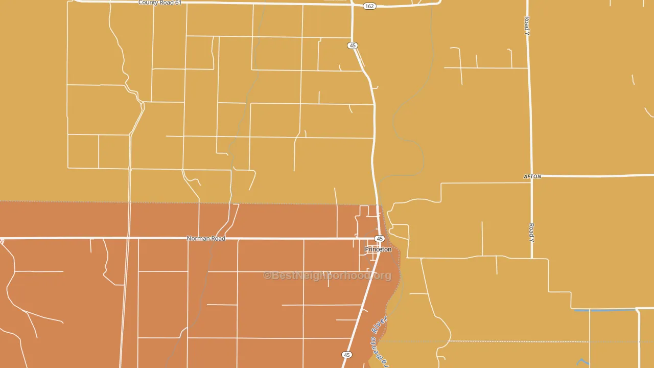 Map of the best neighborhoods in the 95970 area, with better matches in green and worse matches in red