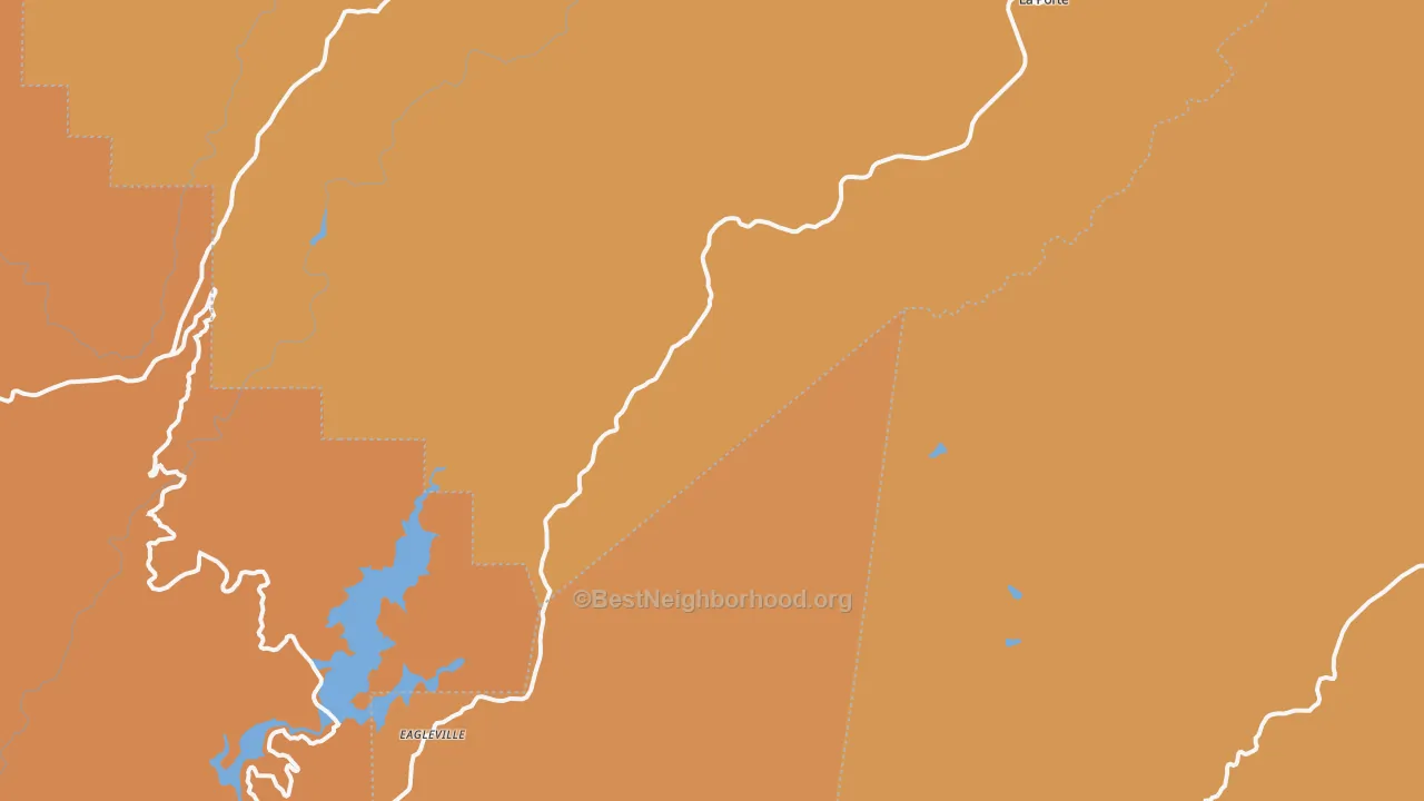 Map of the best neighborhoods in the 95981 area, with better matches in green and worse matches in red