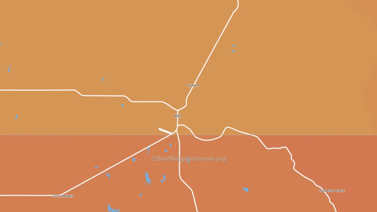 Map of the best neighborhoods in the 96006 area, with better matches in green and worse matches in red