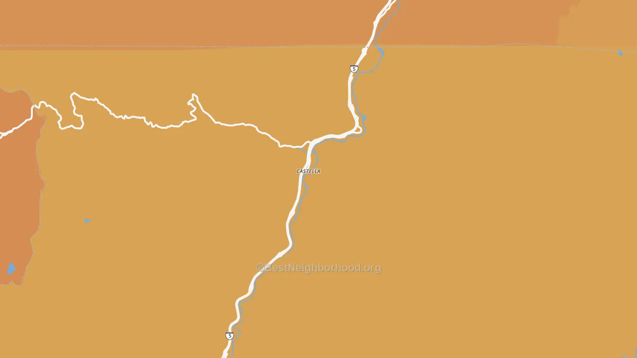 Map of the best neighborhoods in the 96017 area, with better matches in green and worse matches in red