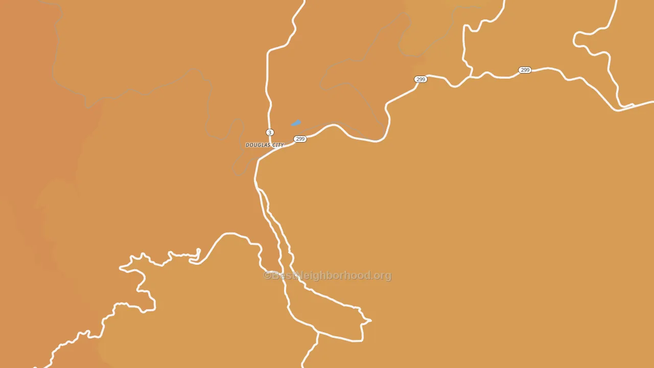 Map of the best neighborhoods in the 96024 area, with better matches in green and worse matches in red
