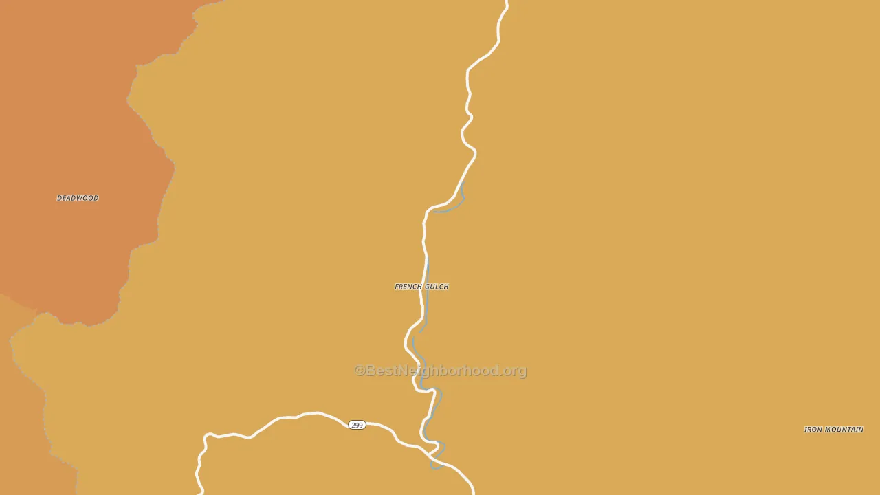 Map of the best neighborhoods in the 96033 area, with better matches in green and worse matches in red