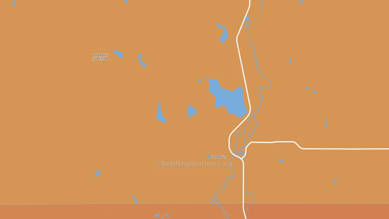 Map of the best neighborhoods in the 96054 area, with better matches in green and worse matches in red