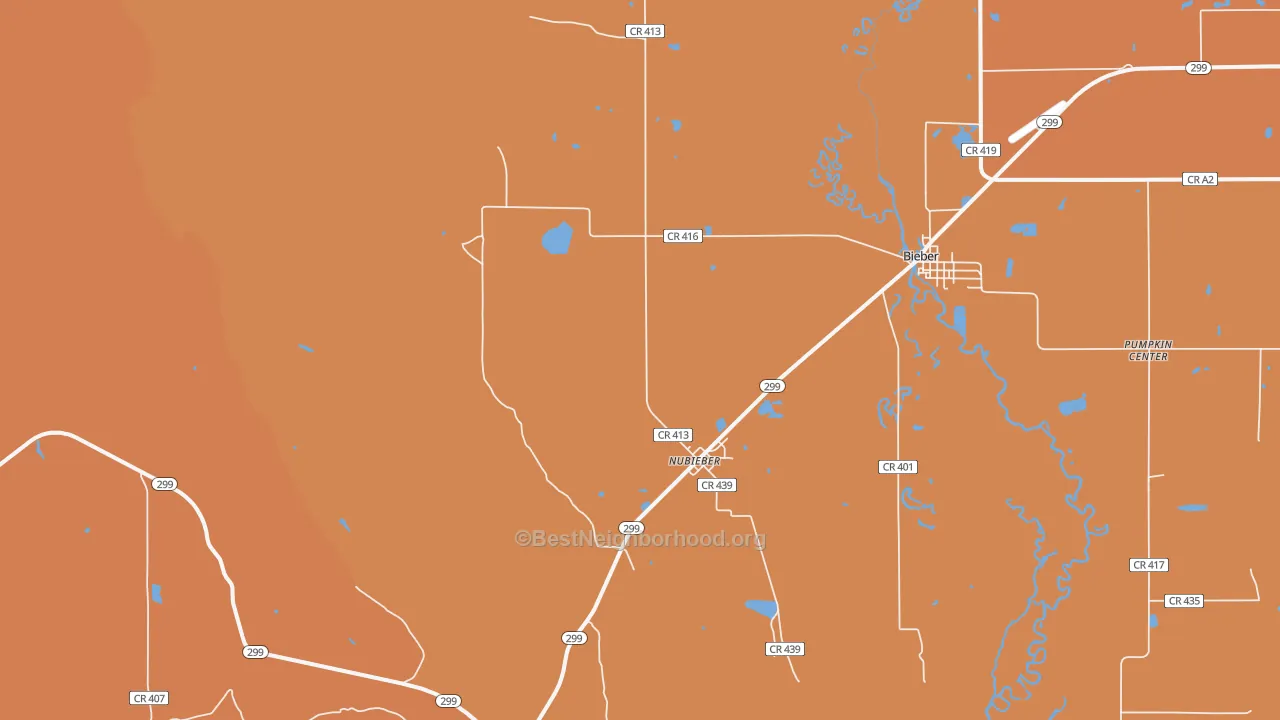 Map of the best neighborhoods in the 96068 area, with better matches in green and worse matches in red