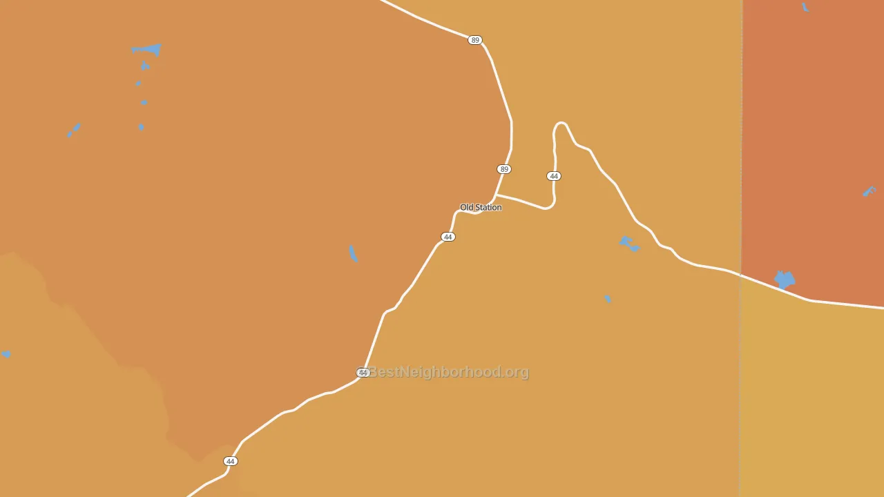 Map of the best neighborhoods in the 96071 area, with better matches in green and worse matches in red