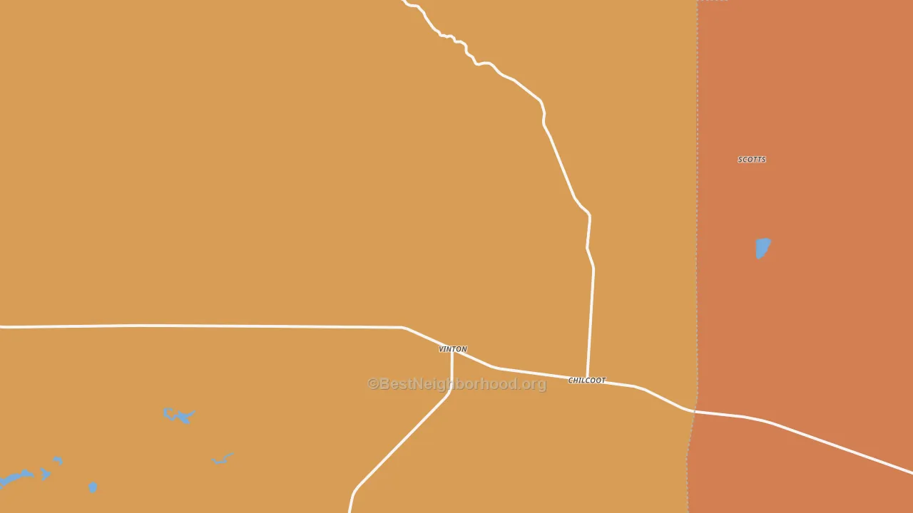 Map of the best neighborhoods in the 96105 area, with better matches in green and worse matches in red