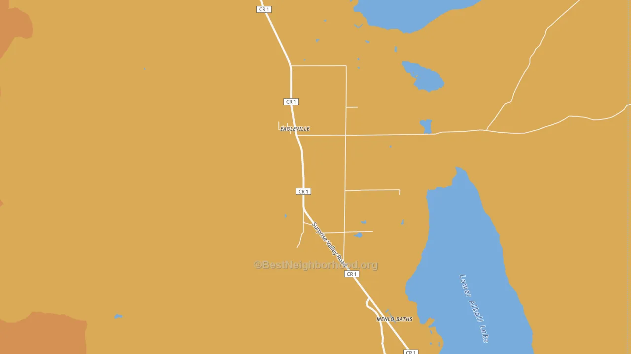 Map of the best neighborhoods in the 96110 area, with better matches in green and worse matches in red