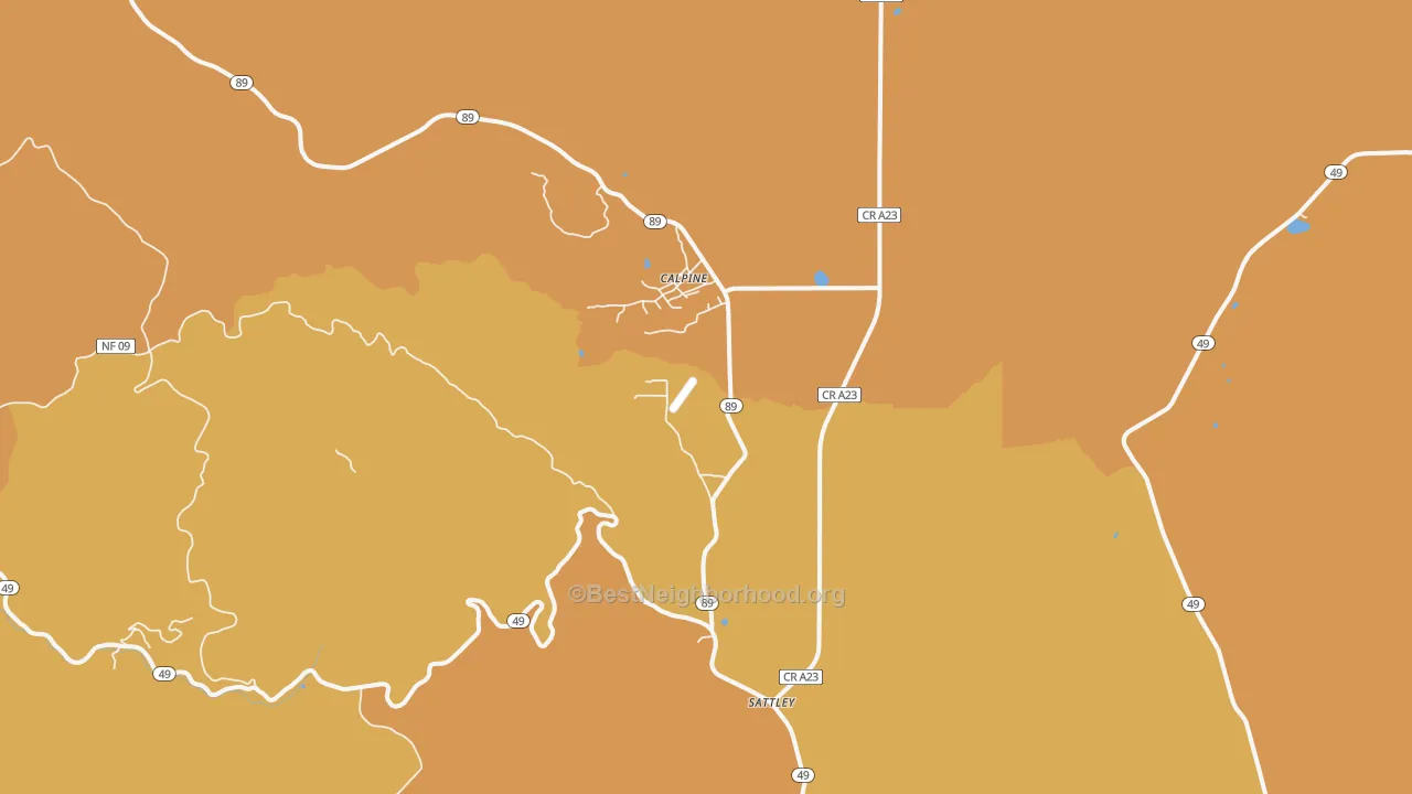 Map of the best neighborhoods in the 96124 area, with better matches in green and worse matches in red