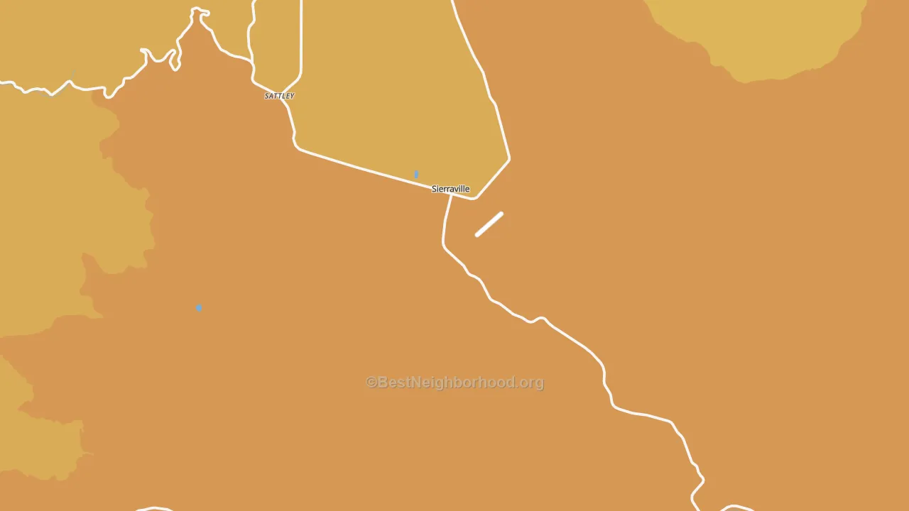 Map of the best neighborhoods in the 96126 area, with better matches in green and worse matches in red