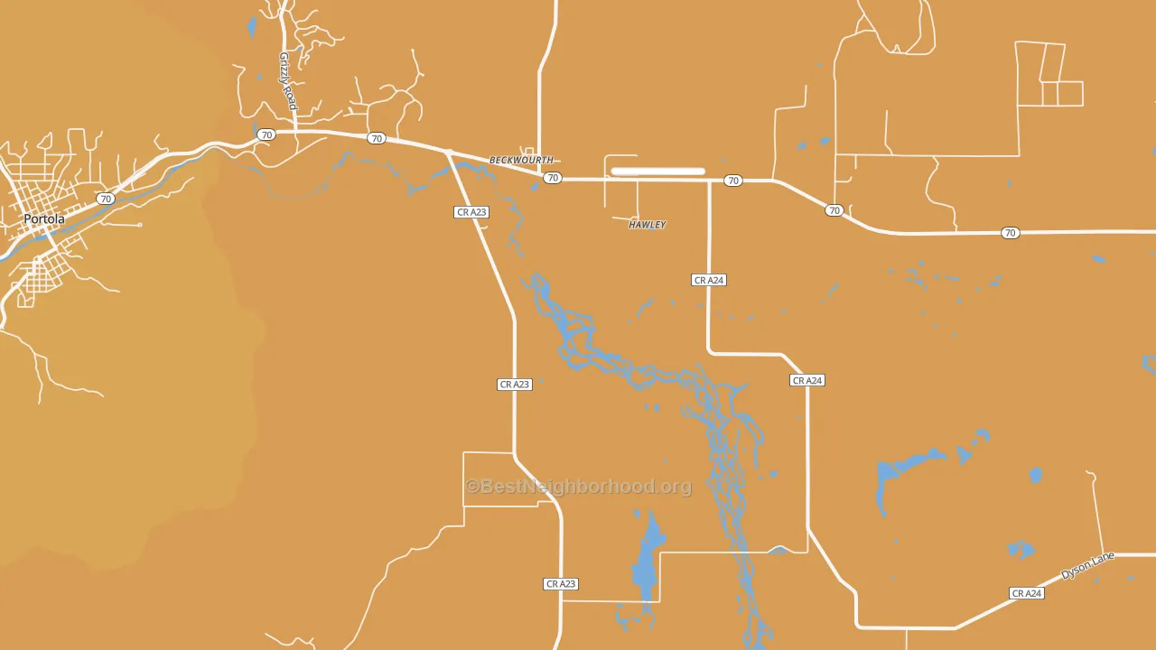 Map of the best neighborhoods in the 96129 area, with better matches in green and worse matches in red