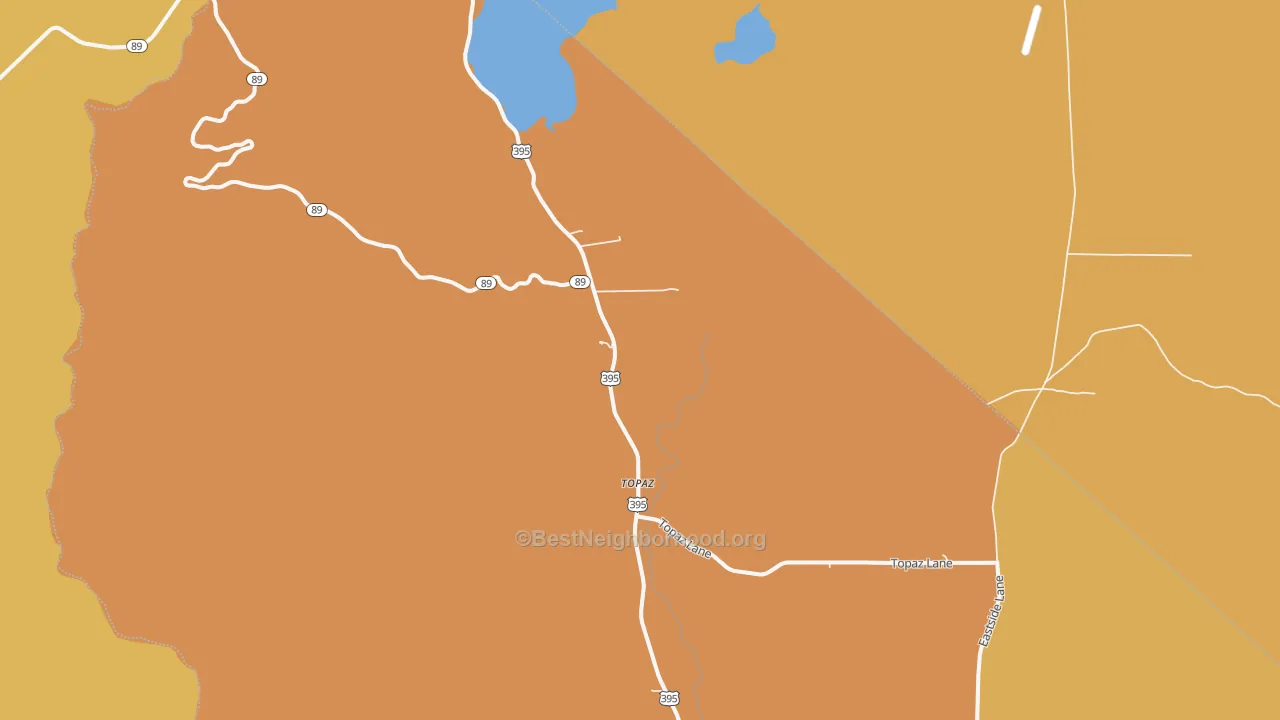 Map of the best neighborhoods in the 96133 area, with better matches in green and worse matches in red