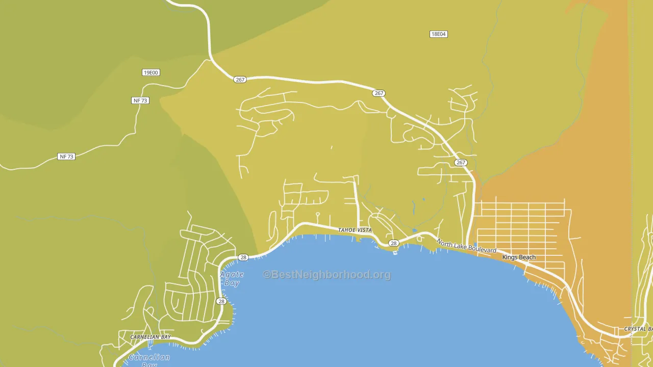 Map of the best neighborhoods in the 96148 area, with better matches in green and worse matches in red